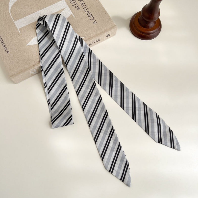 Stripe Ribbon Scarf - Grey Stripe