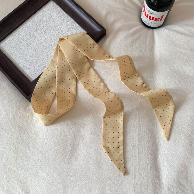 Polka-Dot Ribbon Scarf - Yellow Dots A