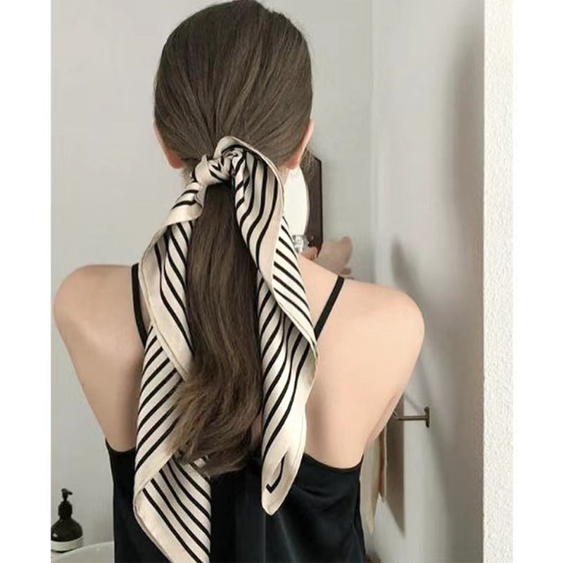 Clean Stripe Square Scarf - Beige Stripe