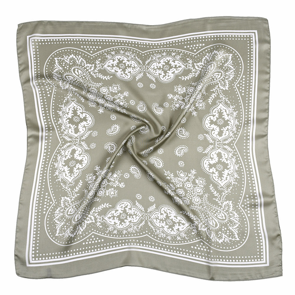 Classic Paisley Square Scarf - Light green