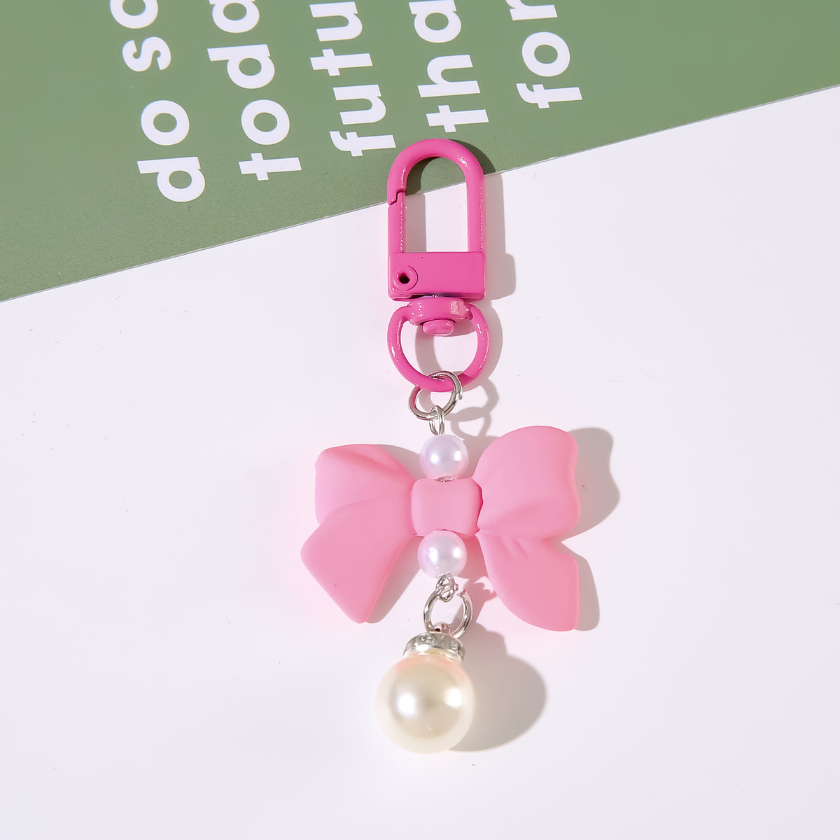 Pastel Bow and Pearl-Look Charm - Fuchsia