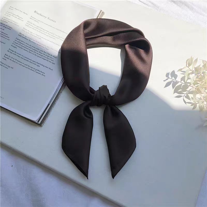 Everyday Satin Square Scarf 70 - Brown