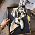 Clean Stripe Square Scarf - White Stripe