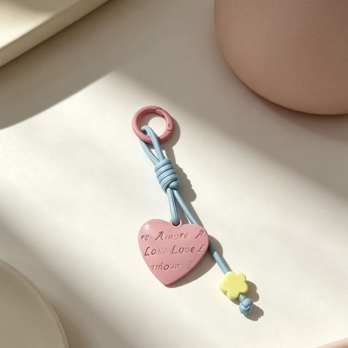 Braided Sweetheart Bag Charm - Rose pink