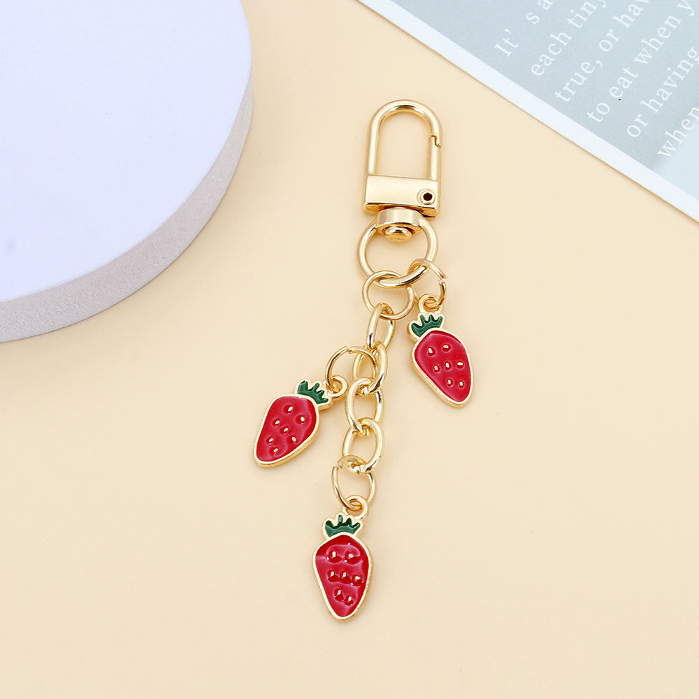 Orchard Enamel-Look Bag Charm - Strawberry
