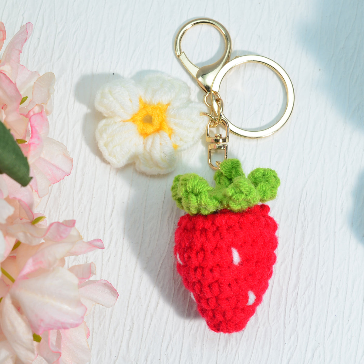 Crochet Berry Bag Charm - Strawberry