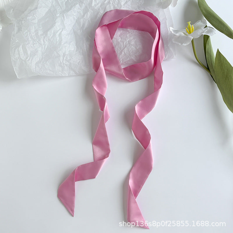 Long Colour Ribbon Scarf - Princess pink