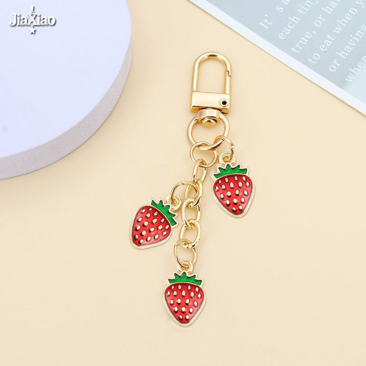 Orchard Enamel-Look Bag Charm - Plump Strawberry
