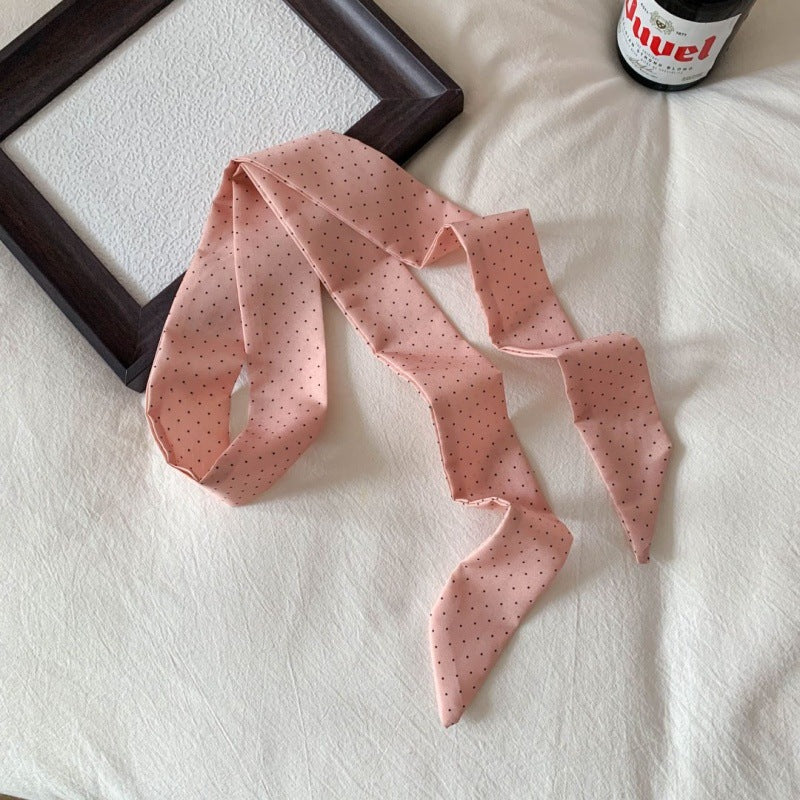 Polka-Dot Ribbon Scarf - Pink Dots