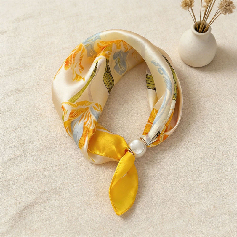 Floral Magnetic-Clasp Scarf - Tulip