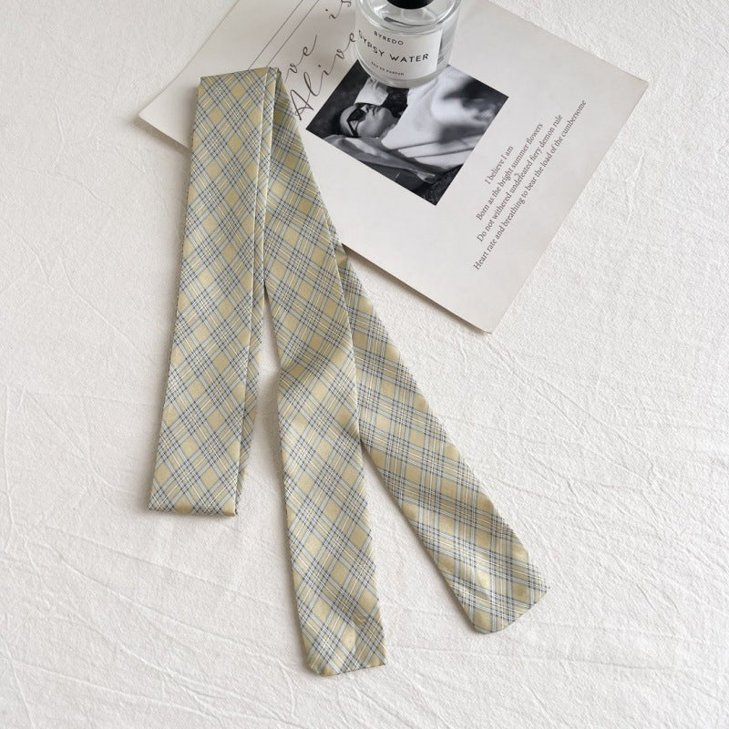 Check Ribbon Scarf - Ivory Check