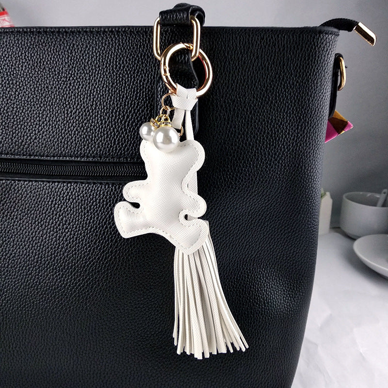 Little Bear Tassel Bag Charm - White