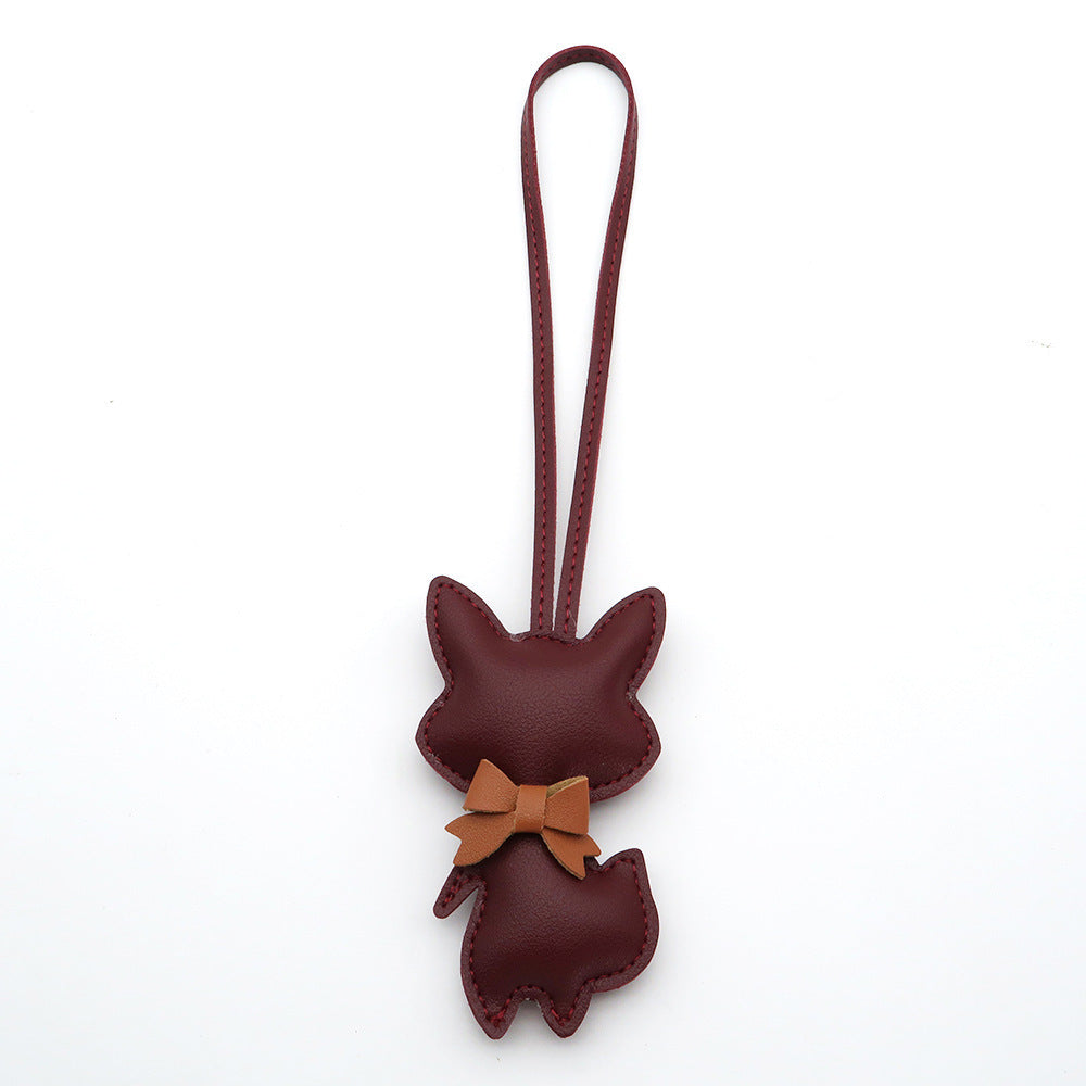Little Fox Faux-Leather Bag Charm - Burgundy