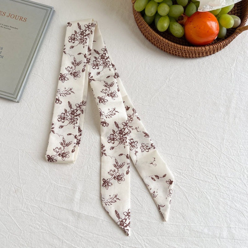 Botanical Ribbon Scarf - Ivory Floral