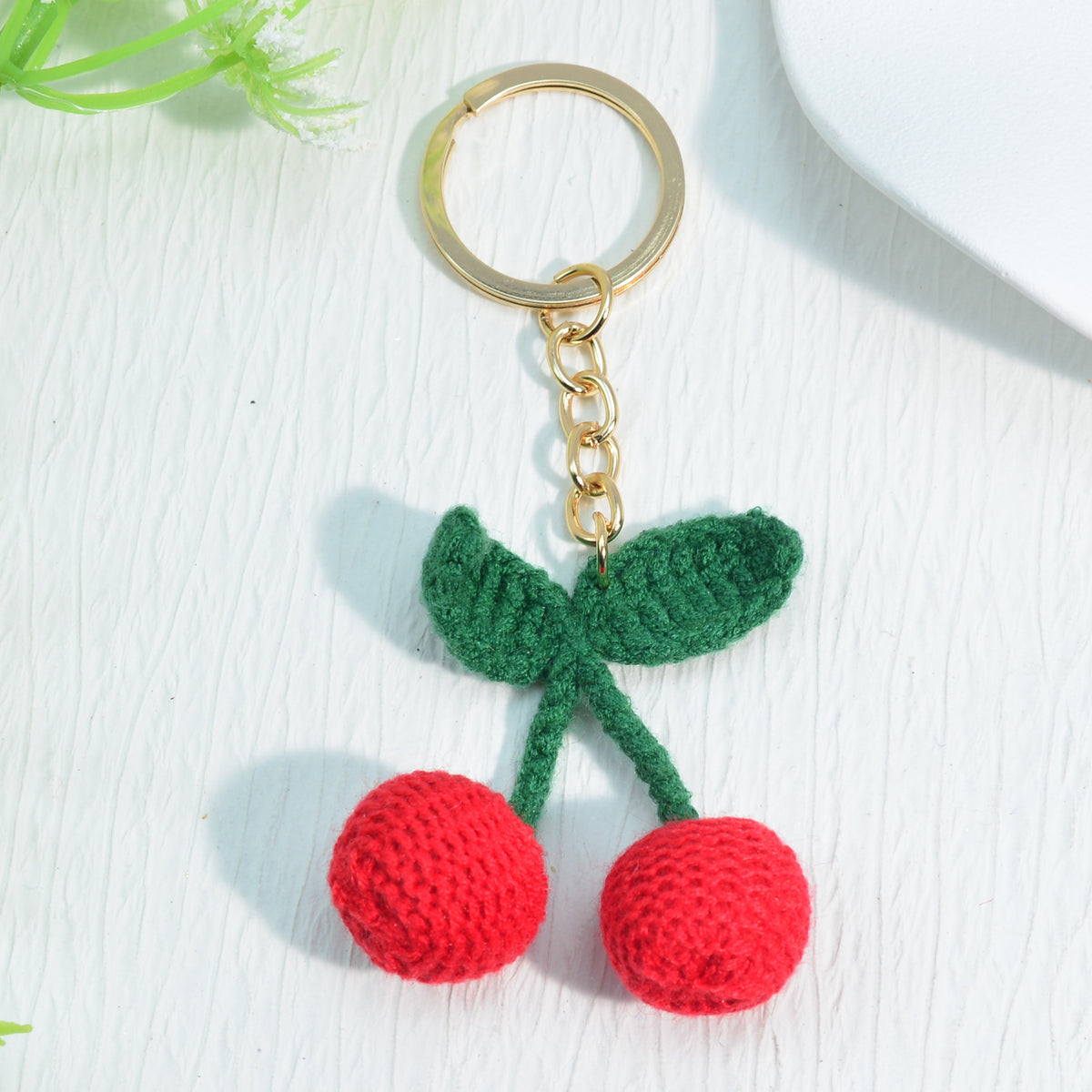 Crochet Berry Bag Charm - Cherry