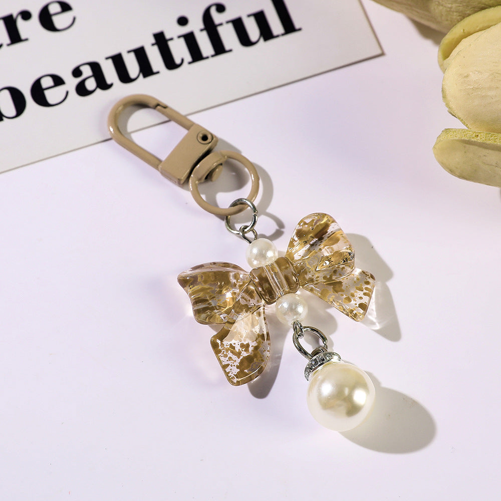 Starlight Bow and Pearl-Look Charm - Khaki