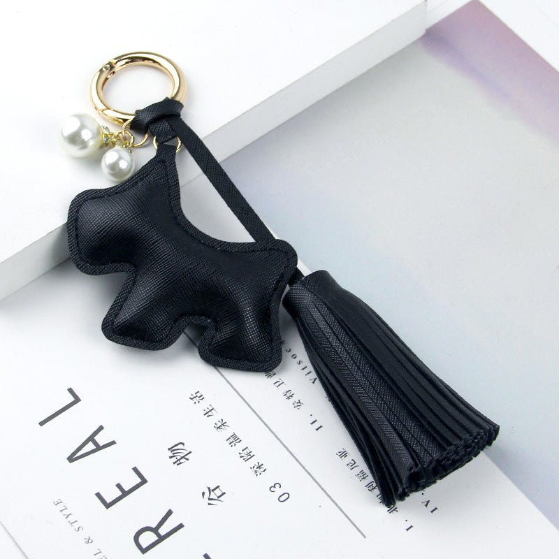 Little Dog Tassel Bag Charm - Black