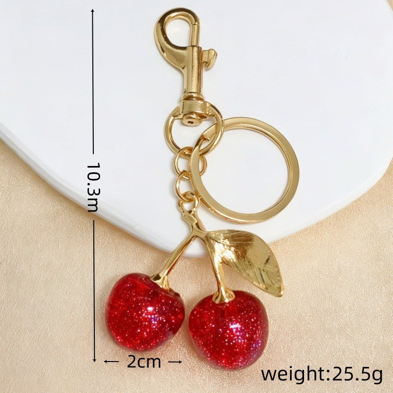 Mini Shimmer Cherry Bag Charm - Red / Hook