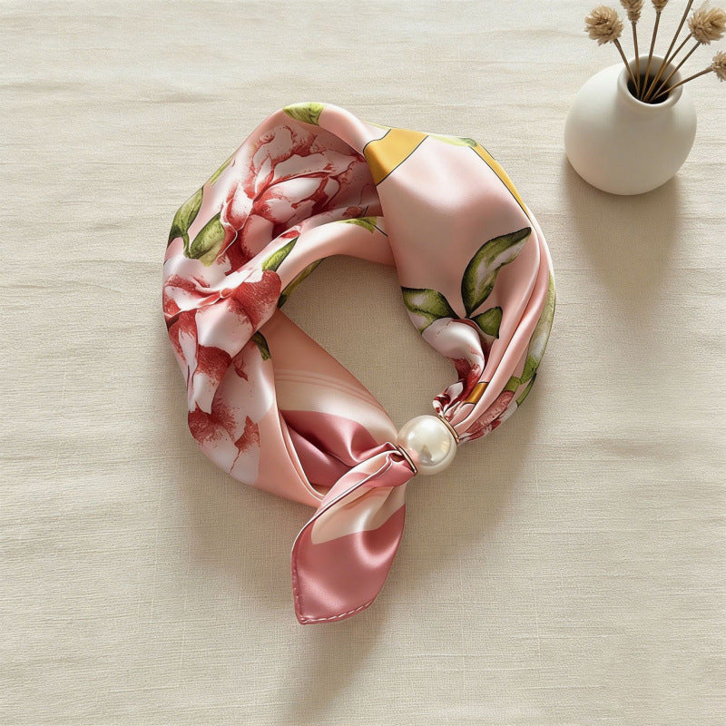 Floral Magnetic-Clasp Scarf - Pink Blossom