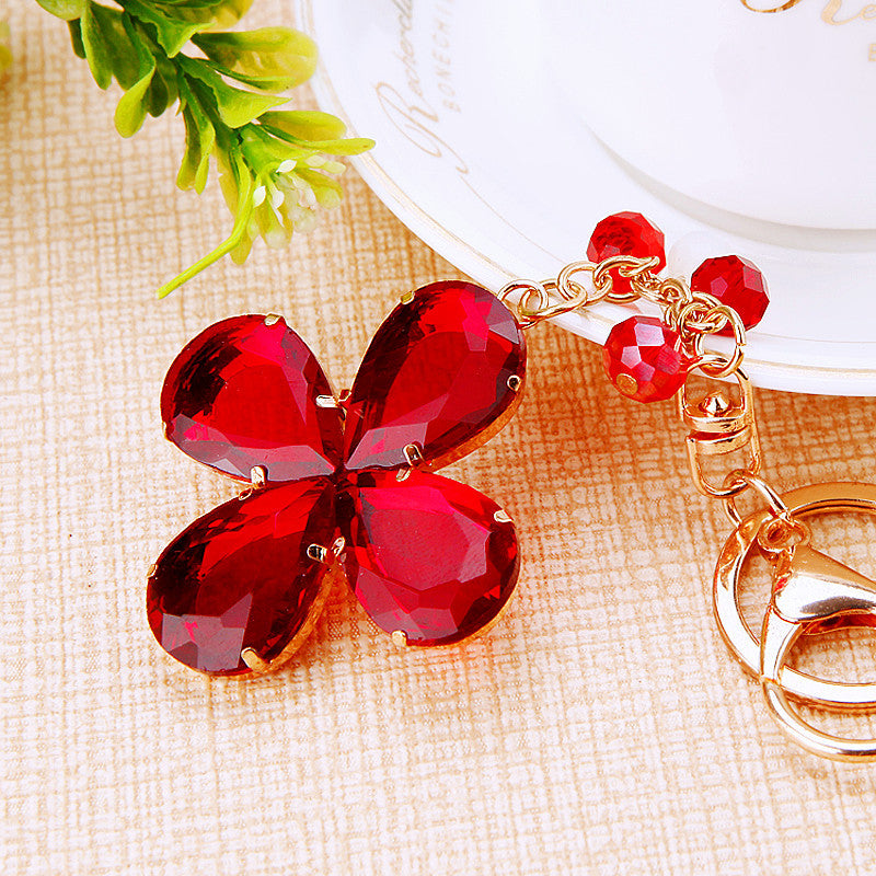 Faceted Clover Bag Charm - Red