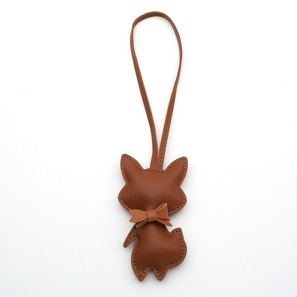 Little Fox Faux-Leather Bag Charm - Brown