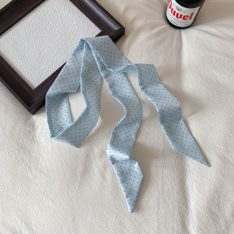 Polka-Dot Ribbon Scarf - Blue Dots