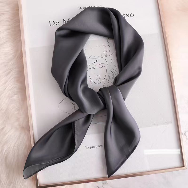 Everyday Satin Square Scarf 70 - Dark grey