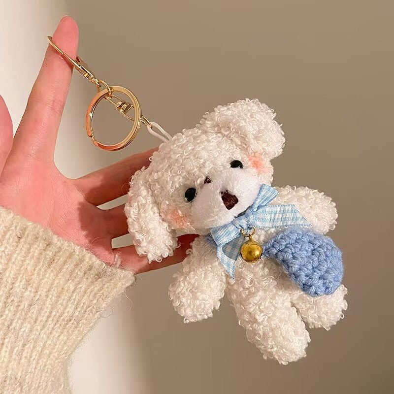 Plush Friends Bag Charm - Blue Overalls