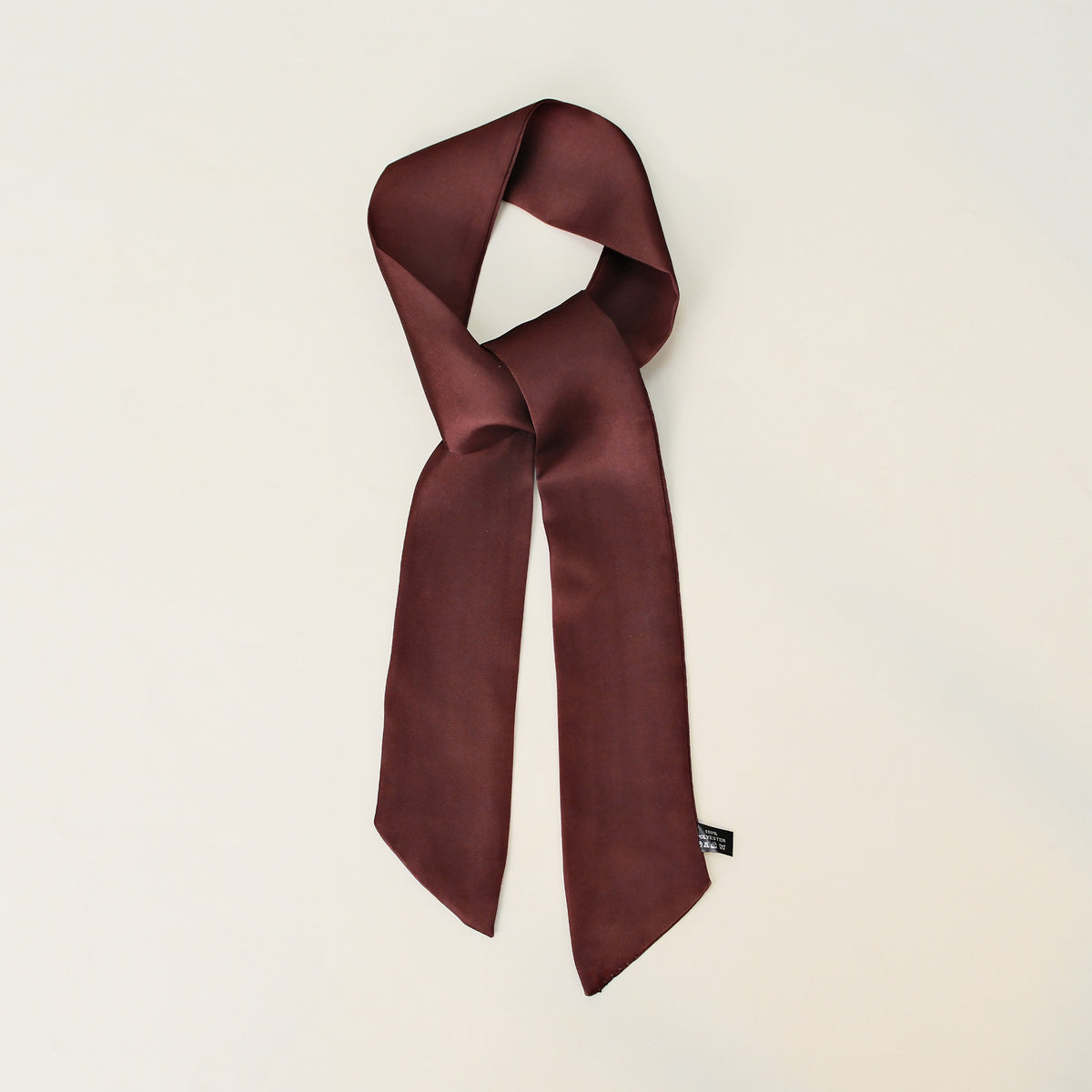Everyday Satin Ribbon Scarf - Reddish brown