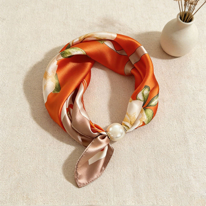 Floral Magnetic-Clasp Scarf - Orange Blossom