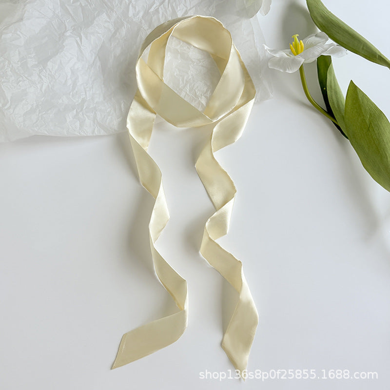 Long Colour Ribbon Scarf - Champagne