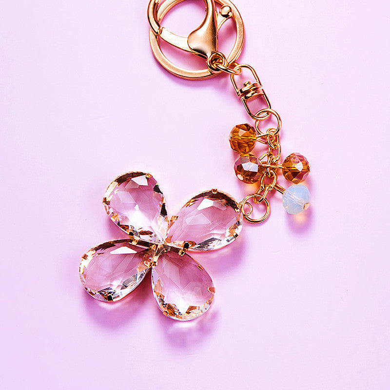 Faceted Clover Bag Charm - Blush Pink
