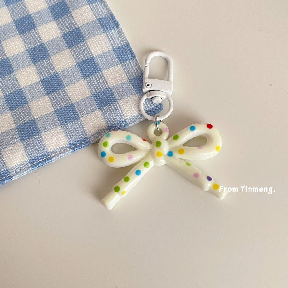 Polka-Dot Bow Bag Charm - Multicolour
