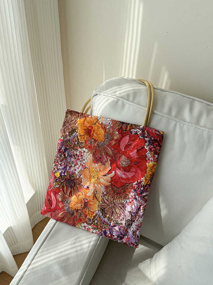 Botanical Bouquet Tote - Ocean Flowers Red