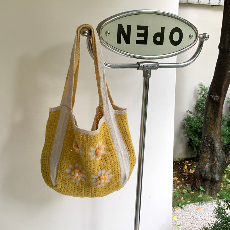 Daisy Knit Shoulder Bag - Yellow Daisy