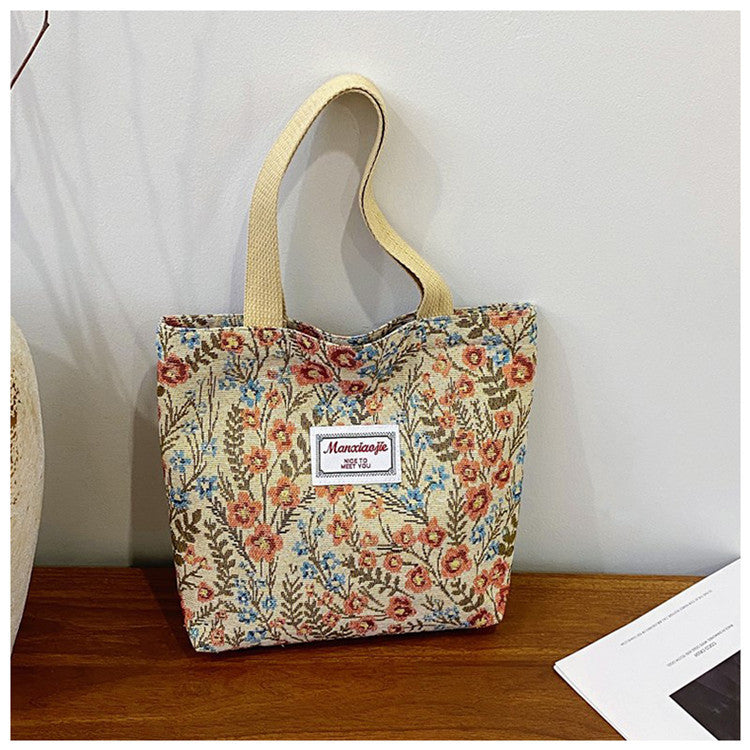 Ditsy Garden Zip Tote - Red / Small