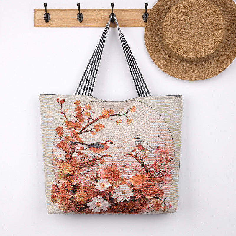 Botanical Tapestry Tote - Birds on Branches