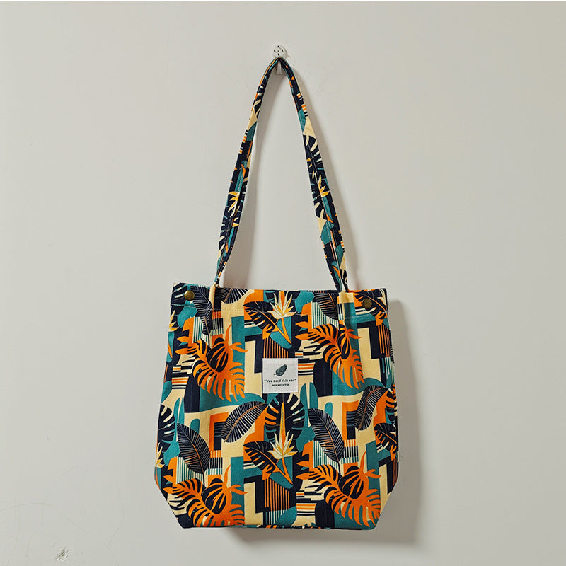 Everyday Botanical Shoulder Tote - Banana Leaves