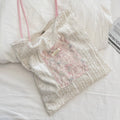 Lace Garden Panel Tote - Pink Lace and Ivory