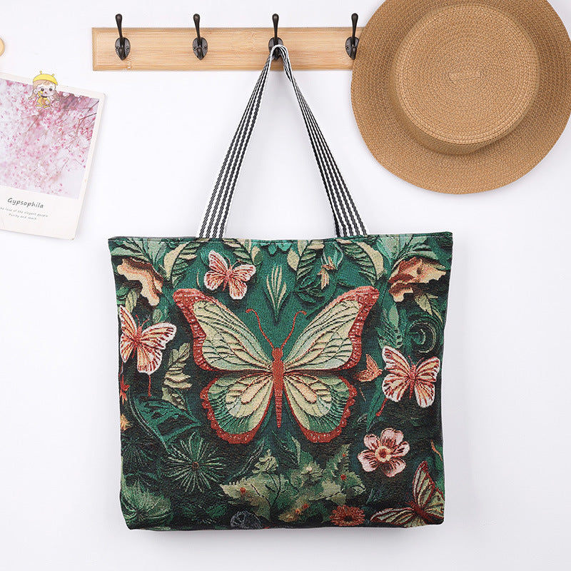 Botanical Tapestry Tote - Single Butterfly