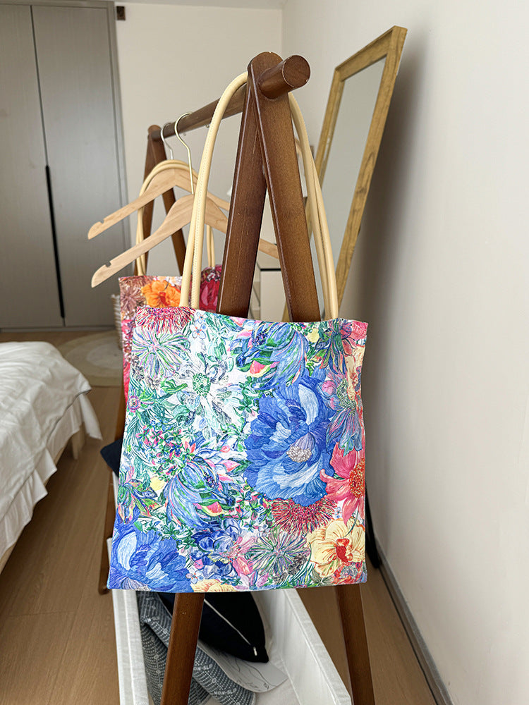 Botanical Bouquet Tote - Ocean Flowers Blue