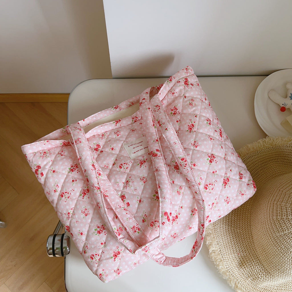 Rose Patch Quilt Tote - Pink Dots and Flowers