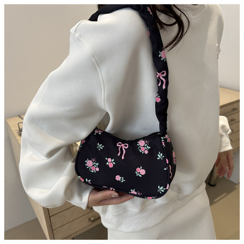 Petal Bow Shoulder Bag - Black