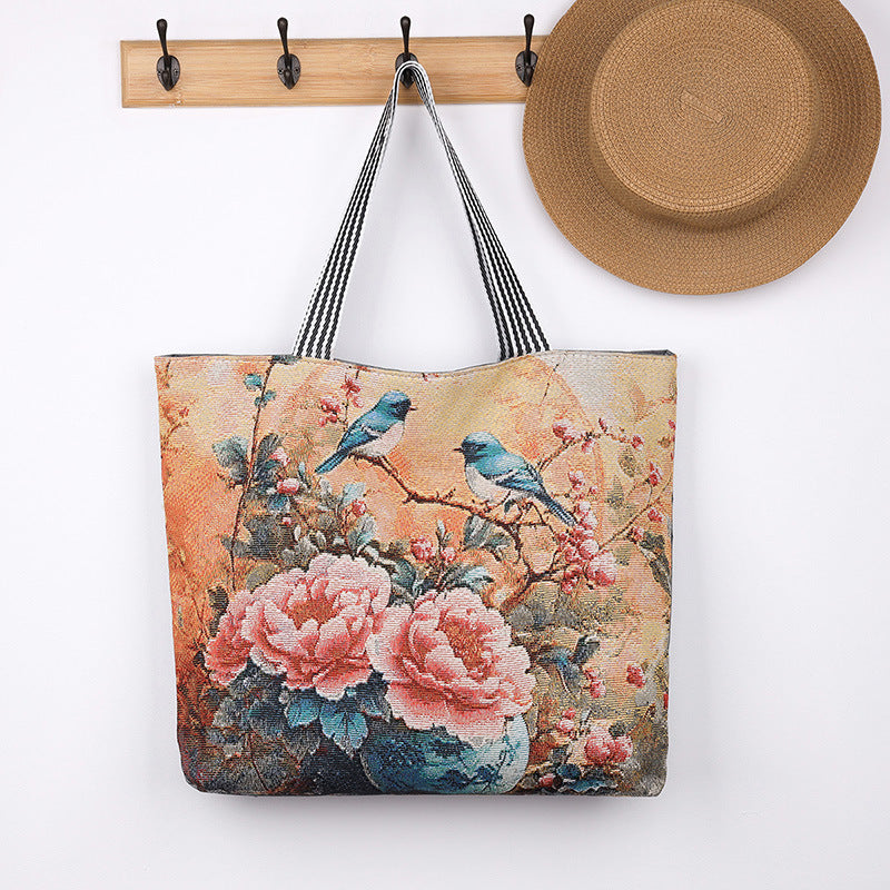 Botanical Tapestry Tote - Garden Flowers