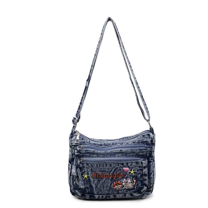 Denim Bloom Crossbody - Dark Blue