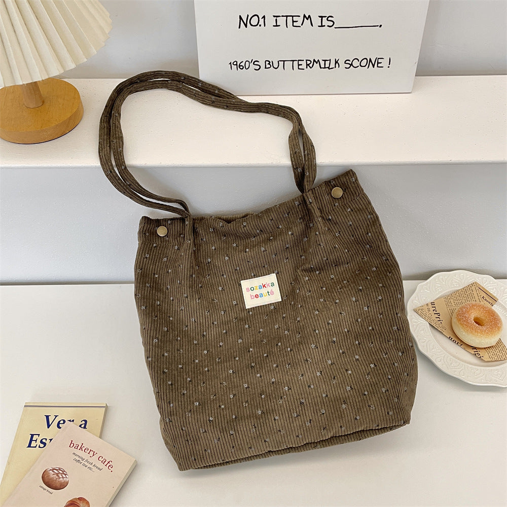 Coffee Wildflower Cord Tote - Coffee Wildflowers