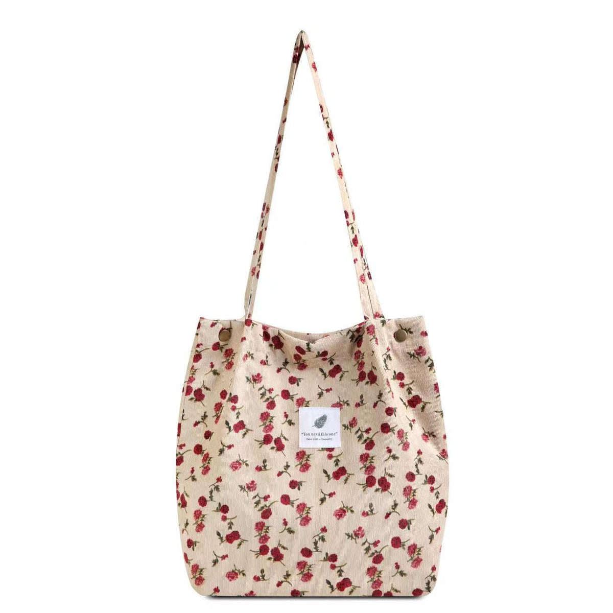 Everyday Botanical Shoulder Tote - Beige Roses