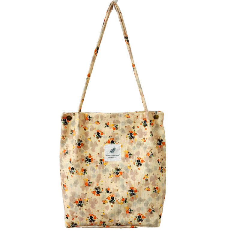 Everyday Botanical Shoulder Tote - Little Flowers and Hearts