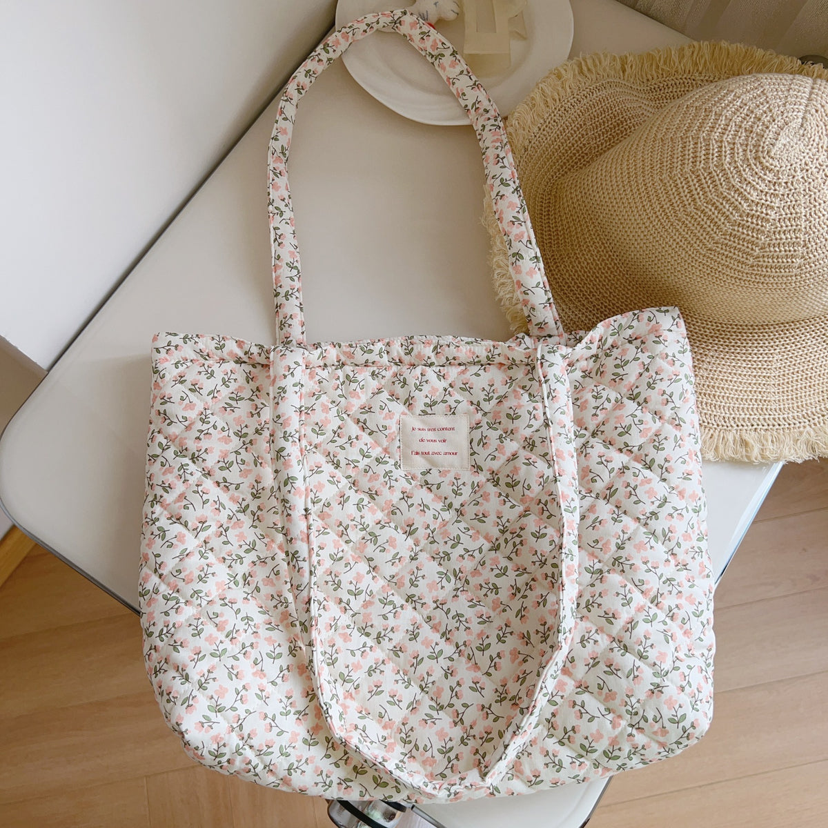 Rose Patch Quilt Tote - Dusty Pink Little Flowers