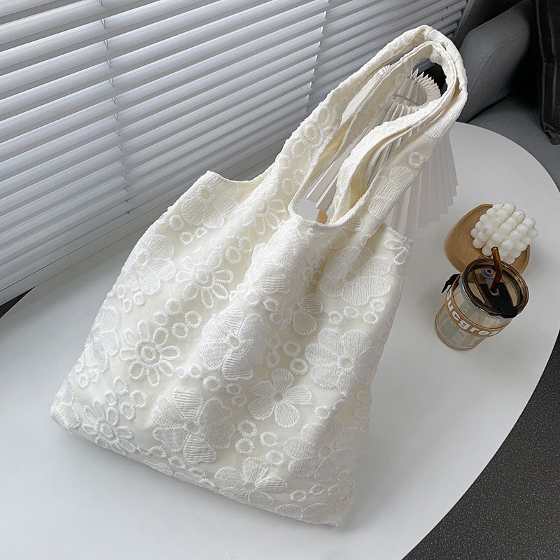 Ivory Eyelet Tote - Ivory Floral Eyelet